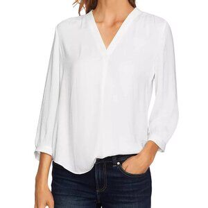 Vince Camuto Women’s V-Neck Blouse M New Ivory Relaxed Fit Pullover